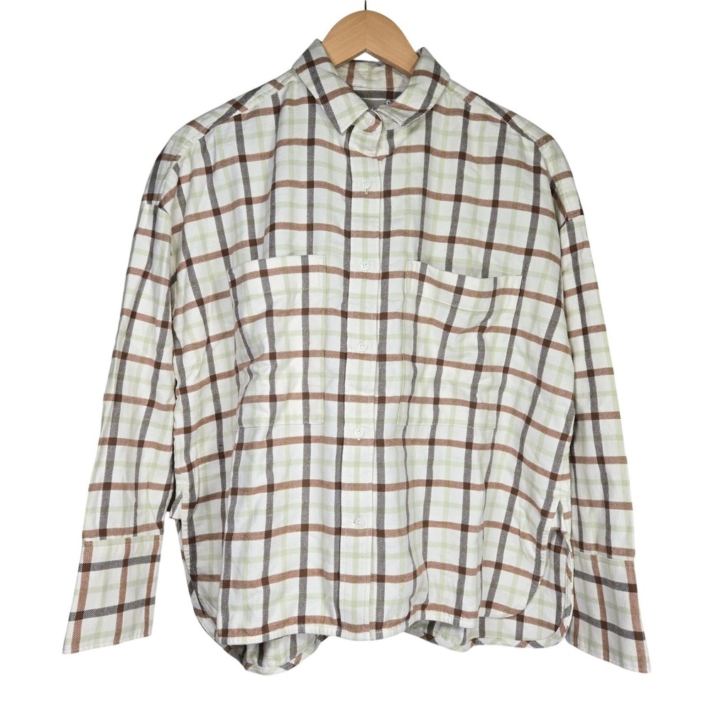 EVERLANE Womens Boxy Flannel Plaid Button Down Shirt Long Sleeve Cotton Size XS